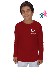 Türkiye,Türkiye bayrağı. Çocuk Unisex Uzunkollu