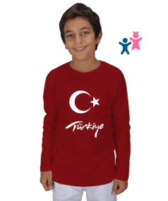 Türkiye,Türkiye bayrağı. Çocuk Unisex Uzunkollu