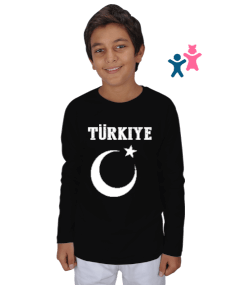 Türkiye,Türkiye bayrağı,Hilal ve yıldız. Çocuk Unisex Uzunkollu