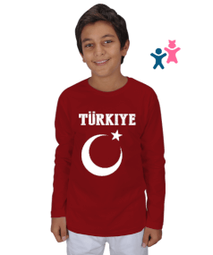 Türkiye,Türkiye bayrağı,Hilal ve yıldız. Çocuk Unisex Uzunkollu