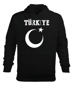 Türkiye,Türkiye bayrağı,Hilal ve yıldız. Erkek Kapüşonlu Hoodie Sweatshirt