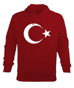 Türkiye,Türkiye bayrağı,Hilal ve yıldız. Kırmızı Erkek Kapüşonlu Hoodie Sweatshirt