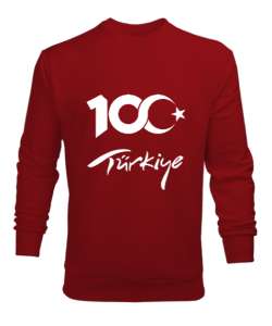 Türkiye,Türkiye bayrağı,milli mücadelenin 100. yılı. Kırmızı Erkek Sweatshirt