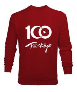 Türkiye,Türkiye bayrağı,milli mücadelenin 100. yılı. Kırmızı Erkek Sweatshirt