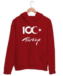 Türkiye,Türkiye bayrağı,milli mücadelenin 100. yılı. Kırmızı Unisex Kapşonlu Sweatshirt