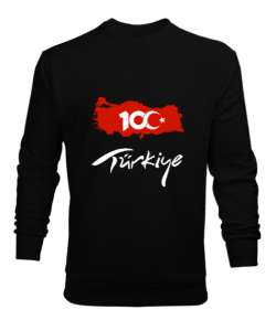 Türkiye,Türkiye bayrağı,milli mücadelenin 100. yılı. Siyah Erkek Sweatshirt