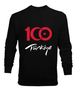 Türkiye,Türkiye bayrağı,milli mücadelenin 100. yılı. Siyah Erkek Sweatshirt