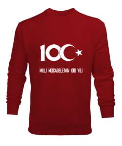 Türkiye,Türkiye bayrağı,milli mücadelenin 100.yılı. Kırmızı Erkek Sweatshirt