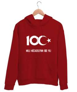 Türkiye,Türkiye bayrağı,milli mücadelenin 100.yılı. Kırmızı Unisex Kapşonlu Sweatshirt