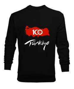 Türkiye,Türkiye bayrağı,milli mücadelenin 100.yılı. Siyah Erkek Sweatshirt