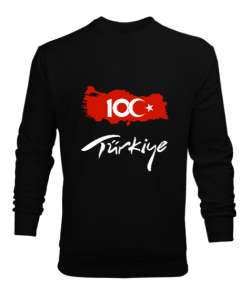 Türkiye,Türkiye bayrağı,milli mücadelenin 100.yılı. Siyah Erkek Sweatshirt