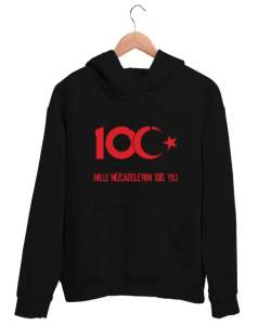 Türkiye,Türkiye bayrağı,milli mücadelenin 100.yılı. Siyah Unisex Kapşonlu Sweatshirt