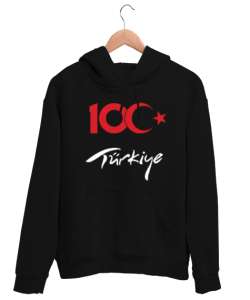 Türkiye,Türkiye bayrağı,milli mücadelenin 100.yılı. Siyah Unisex Kapşonlu Sweatshirt