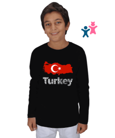 Türkiye,Türkiye bayrağı,Türkiye Haritası. Çocuk Unisex Uzunkollu