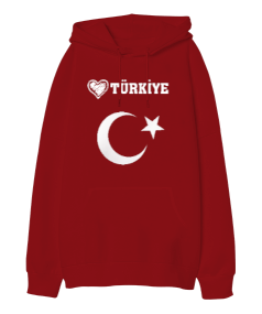 Türkiyeyi Seviyorum Oversize Unisex Kapüşonlu Sweatshirt