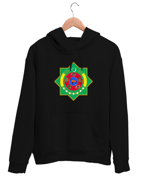 Tisho - Türkmenistan - Turkmenistan - Türkmen Arma Bayrak - ???????????? Siyah Unisex Kapşonlu Sweatshirt