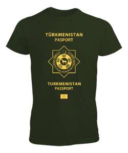 Türkmenistan,Turkmenistan,Türkmenistan Bayrağı,Türkmenistan logosu,Turkmenistan flag. Haki Yeşili Erkek Tişört