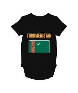 Türkmenistan,Turkmenistan,Türkmenistan Bayrağı,Türkmenistan logosu,Turkmenistan flag. Siyah Bebek Zıbını