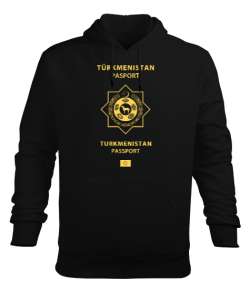 Türkmenistan,Turkmenistan,Türkmenistan Bayrağı,Türkmenistan logosu,Turkmenistan flag. Siyah Erkek Kapüşonlu Hoodie Sweatshirt