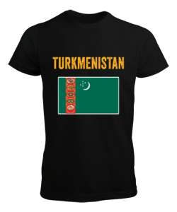 Türkmenistan,Turkmenistan,Türkmenistan Bayrağı,Türkmenistan logosu,Turkmenistan flag. Siyah Erkek Tişört