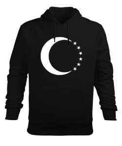 Türkmenli,Türkmen bayrağı,Göktürk,Türkiye. Siyah Erkek Kapüşonlu Hoodie Sweatshirt