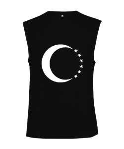 Türkmenli,Türkmen bayrağı,Göktürk,Türkiye. Siyah Kesik Kol Unisex Tişört