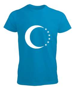 Türkmenli,Türkmen bayrağı,Göktürk,Türkiye. Turkuaz Erkek Tişört