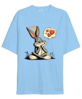 Turkuaz Bugs Bunny Lover Buz Mavisi Oversize Unisex Tişört - Thumbnail