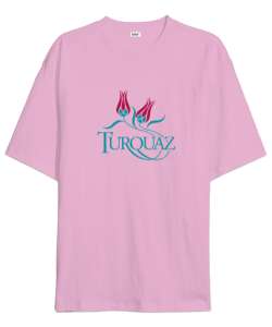 Turkuaz - Lale Pembe Oversize Unisex Tişört