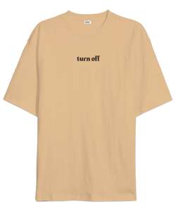 Turn Off Camel Oversize Unisex Tişört