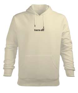 Turn Off Krem Erkek Kapüşonlu Hoodie Sweatshirt