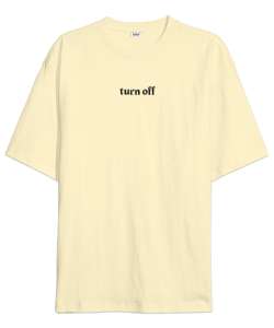 Turn Off Krem Oversize Unisex Tişört