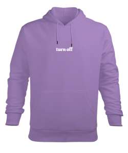 Turn Off Lila Erkek Kapüşonlu Hoodie Sweatshirt