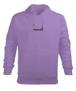 Turn Off Lila Erkek Kapüşonlu Hoodie Sweatshirt