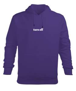 Turn Off Mor Erkek Kapüşonlu Hoodie Sweatshirt