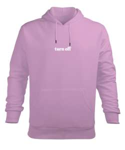 Turn Off Pembe Erkek Kapüşonlu Hoodie Sweatshirt