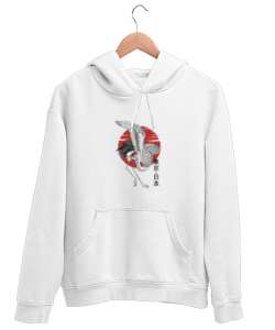 turna kuşu Beyaz Unisex Kapşonlu Sweatshirt