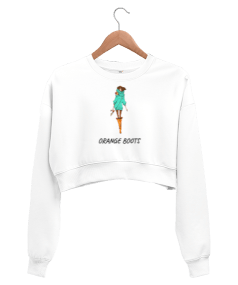 TURUNCU ÇİZMELER Kadın Crop Sweatshirt