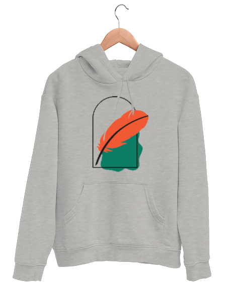 Tisho - TURUNCU TÜY Gri Unisex Kapşonlu Sweatshirt