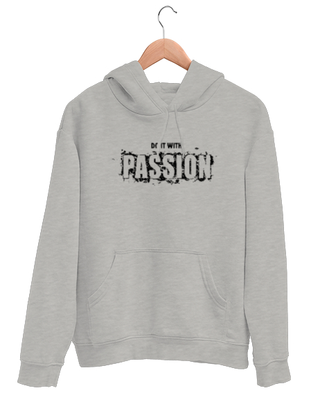 Tisho - Tutkuyla Yap - Slogan Gri Unisex Kapşonlu Sweatshirt