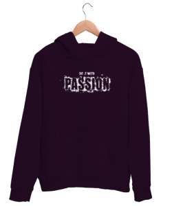 Tutkuyla Yap - Slogan Koyu Mor Unisex Kapşonlu Sweatshirt