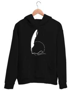 Tüy ve İzi Siyah Unisex Kapşonlu Sweatshirt