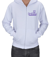 Twitch.tv Beyaz Hoodie Kapşonlu Fermuarlı