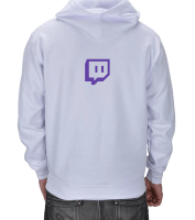 Twitch.tv Beyaz Hoodie Kapşonlu Fermuarlı