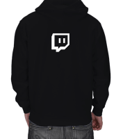 Twitch.tv Siyah Hoodie Kapşonlu Fermuarlı