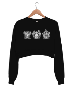 Üç Maymun Kadın Crop Sweatshirt