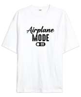 Uçak Modu Açık - Airplane Mode Beyaz Oversize Unisex Tişört - Thumbnail