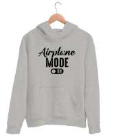 Uçak Modu Açık - Airplane Mode Gri Unisex Kapşonlu Sweatshirt - Thumbnail