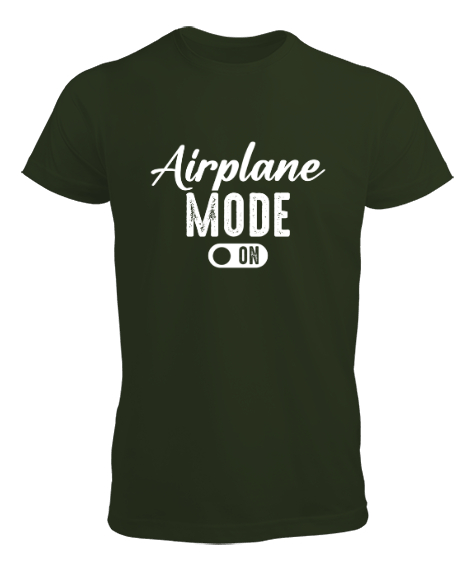 Tisho - Uçak Modu Açık - Airplane Mode Haki Yeşili Erkek Tişört