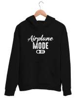 Uçak Modu Açık - Airplane Mode Siyah Unisex Kapşonlu Sweatshirt - Thumbnail